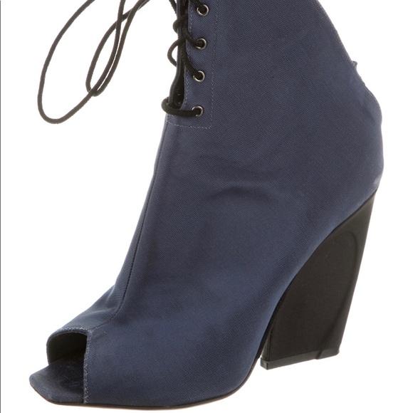 Christian Dior Brooklyn Peep-Toe Lace-Up Booties - Picture 2 of 4